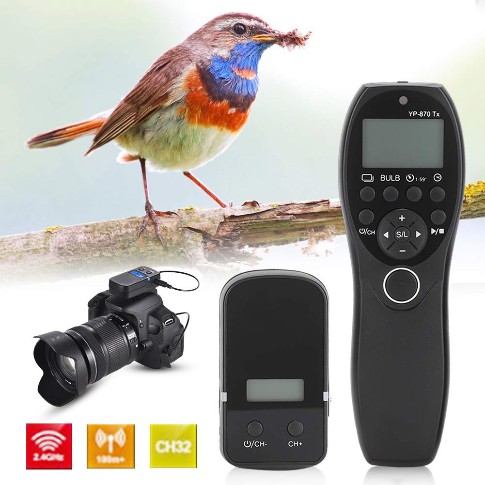 Tonysa Telecomando Wireless per Scatto Remoto, Trigger Timer Fotocamera 2.4GHz 32 Display LCD 100m, per R RP 80D 77D 70D