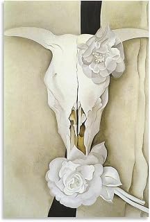 Cow's Skull with Calico Roses by Georgia Prints O'Keeffe Canvas Poster Wall Art Decor Print Picture Paintings for Living Room Bedroom Decoration Unframed 16x24inch