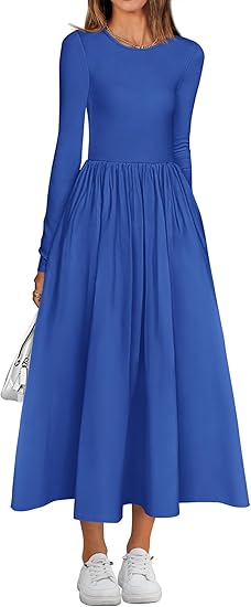 BTFBM Casual Long Sleeve Dresses Spring Dresses 2025 Wedding Guest Dress Midi Dress Flowy Bohemian Long Dress