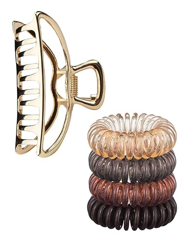 Kitsch Clip de garra de metal de forma abierta grande y lazos para el cabello en espiral para mujer
