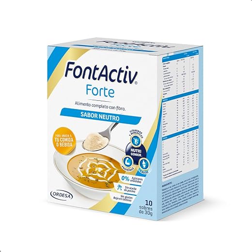 FontActiv Forte Sabor Neutro | 10 Sobres de 30g | Suplemento Nutricional con Fibra para Adultos - 0% Azúcares añadidos