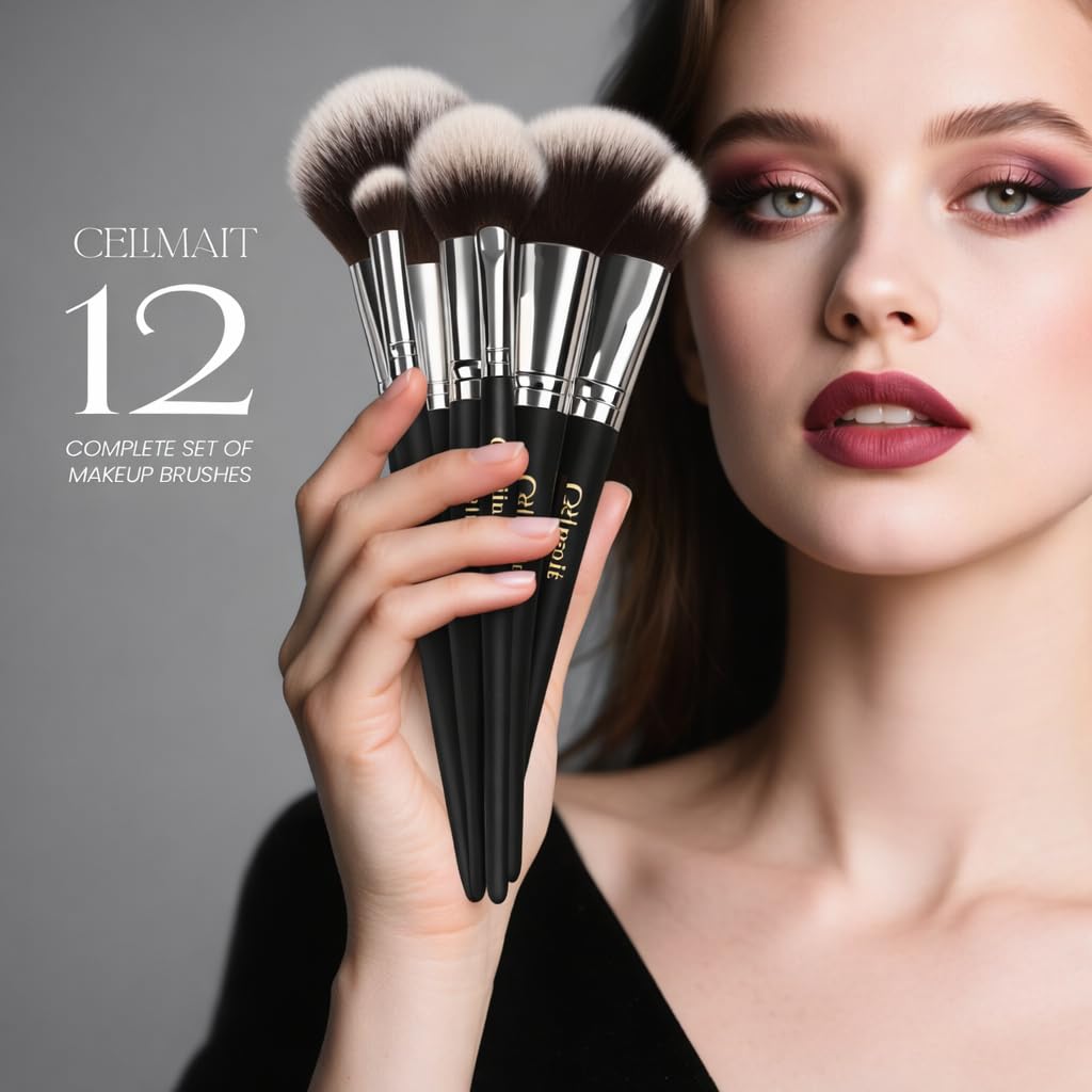 Set di pennelli da trucco con custodia da viaggio, morbide setole sintetiche, kit di pennelli da trucco per fondotinta, cipria, fard, ombretto, correttore, pennelli per viso e occhi, per uso