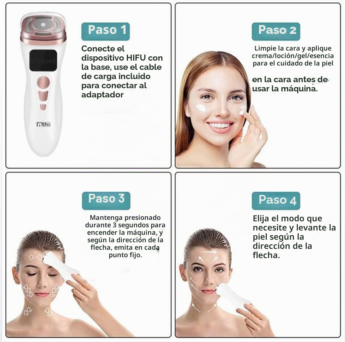 Mini HIFU Máquina Máquina de Belleza de Estiramiento Facial por Ultrasonido Microcorriente RF EMS Levanta el Rejuvenecimiento de la Piel Reafirmante Firme Dispositivo Antiarrugas