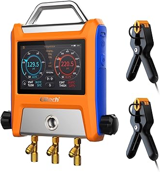 Elitech EMG-20V مقياس HVAC الرقمي الذكي ثلاثة منافذ مع خراطيم أجهزة استشعار اللقاحات