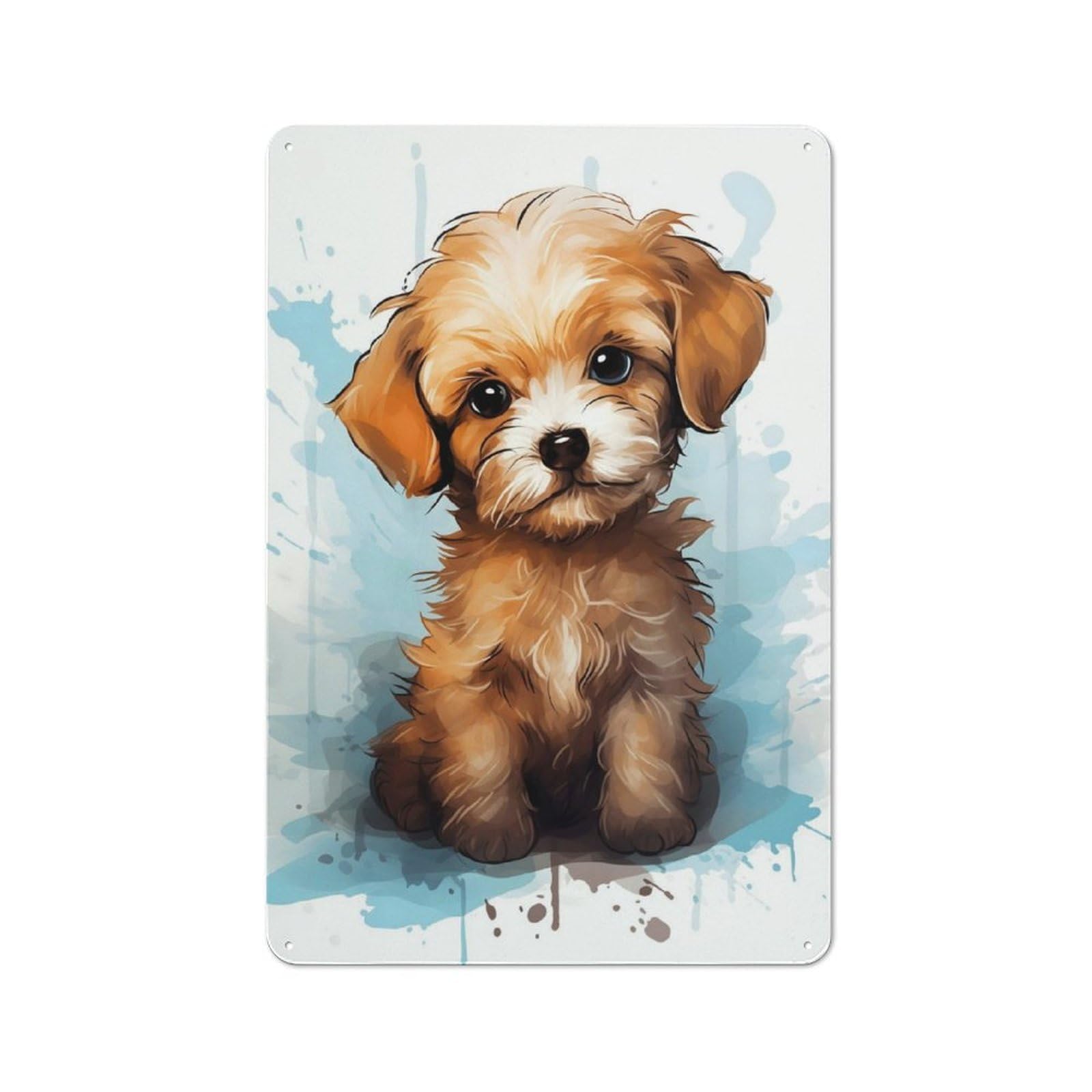 Vintage Metal Plaque 30x20cm Featuring Cute Watercolor Maltipoo for Home Bar Wall, A Metal Wall Feature for Home Bars And Entertaining Spaces