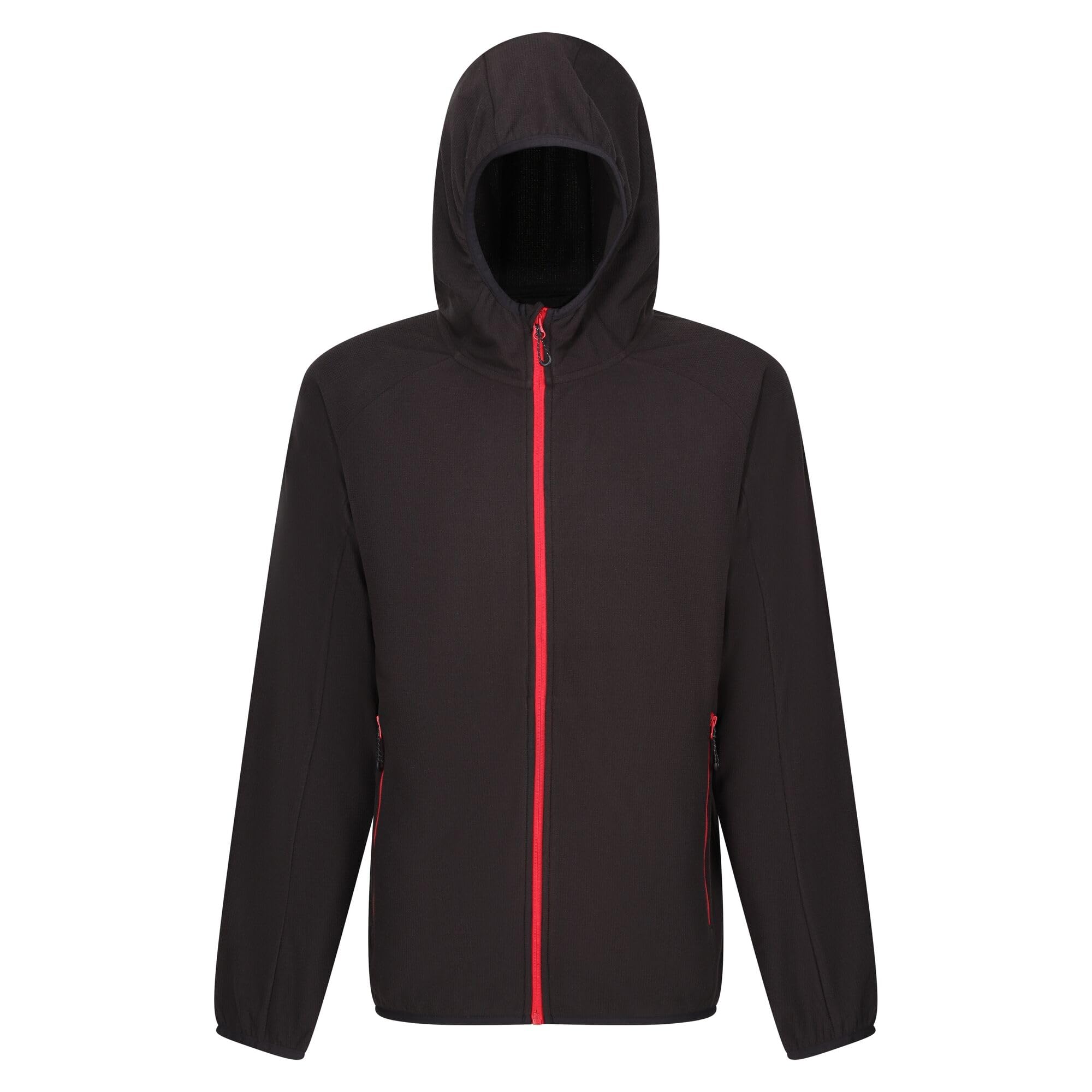 Regatta Professional Mens Navigate Full Zip With Hood & Contrasting Zip, Lightweight Midlayer Fleece, Black, M EU