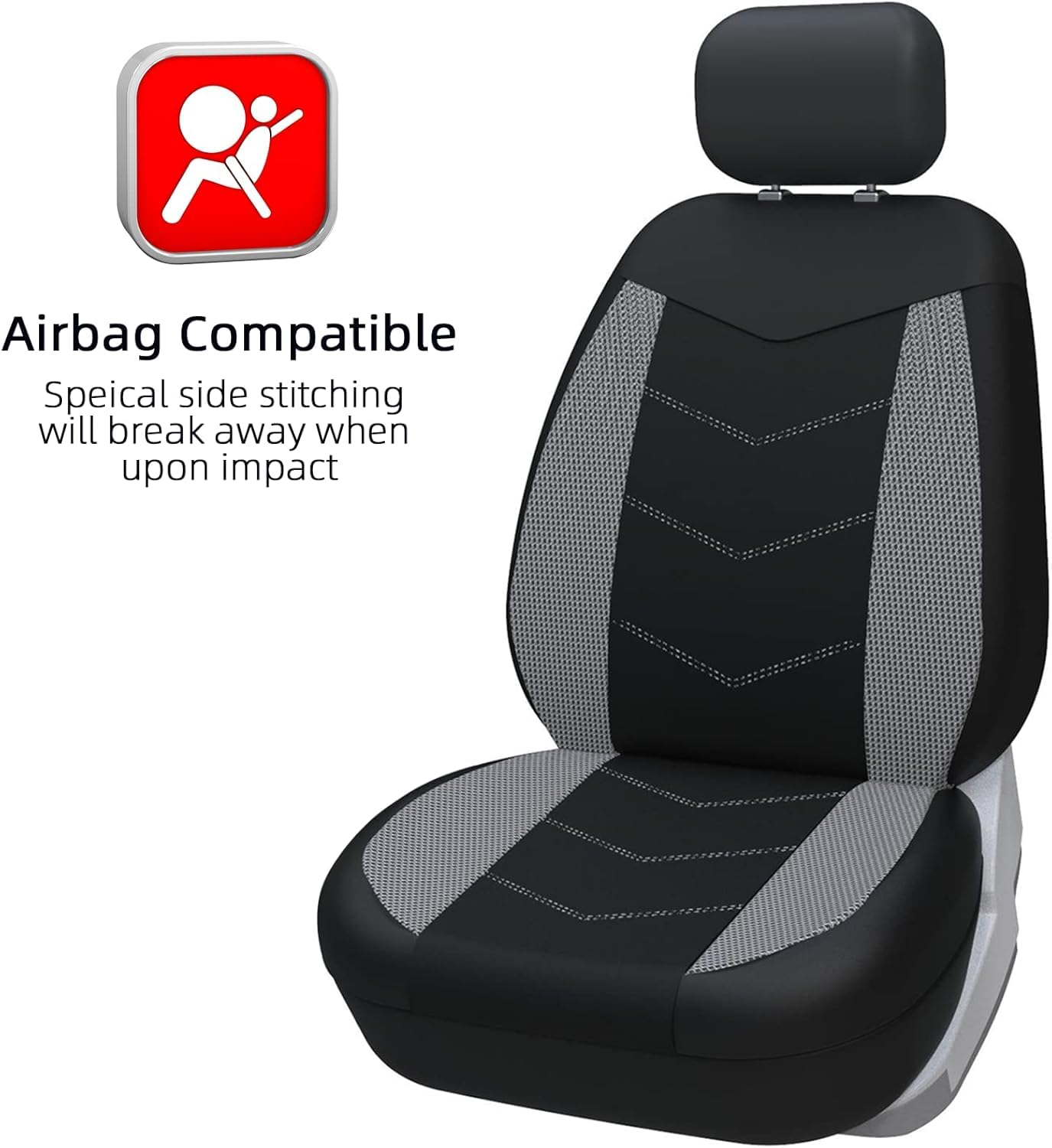 TOYOUN Coprisedili Auto Universale Copri-sedili Auto Anteriore in Tessuto Coprisedili Universali per Guidatore e Passeggero 2 Posti Accessori Interni Auto,Grigio