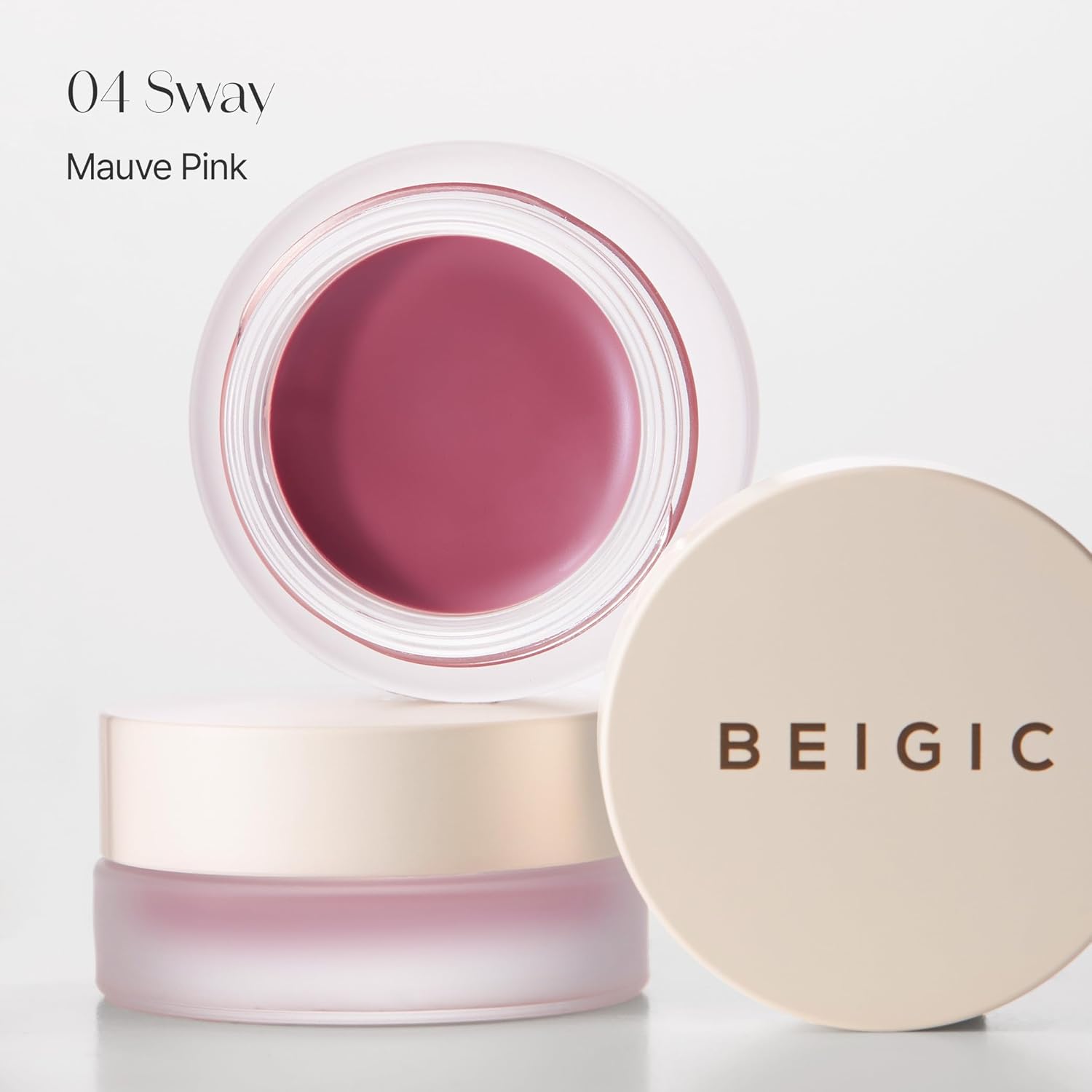 BEIGIC Flush Lip & Cheek Balm - Vegan Buildable & Blendable Multiuse Balm | Natural Flush & Glow | Glowy Blush for Cheeks | Dewy Korean Make Up Cream Blush | 04 Sway - Mauve Pink, 0.14 fl.oz