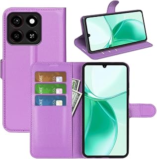 Hülle für ZTE Blade A55 / A35, Handyhülle Leder Flip Case Tasche mit Standfunktion, Kartenfach, Magnetschnalle, Silikon Bumper Schutzhülle Cover für ZTE Blade A55 / A35, Lila