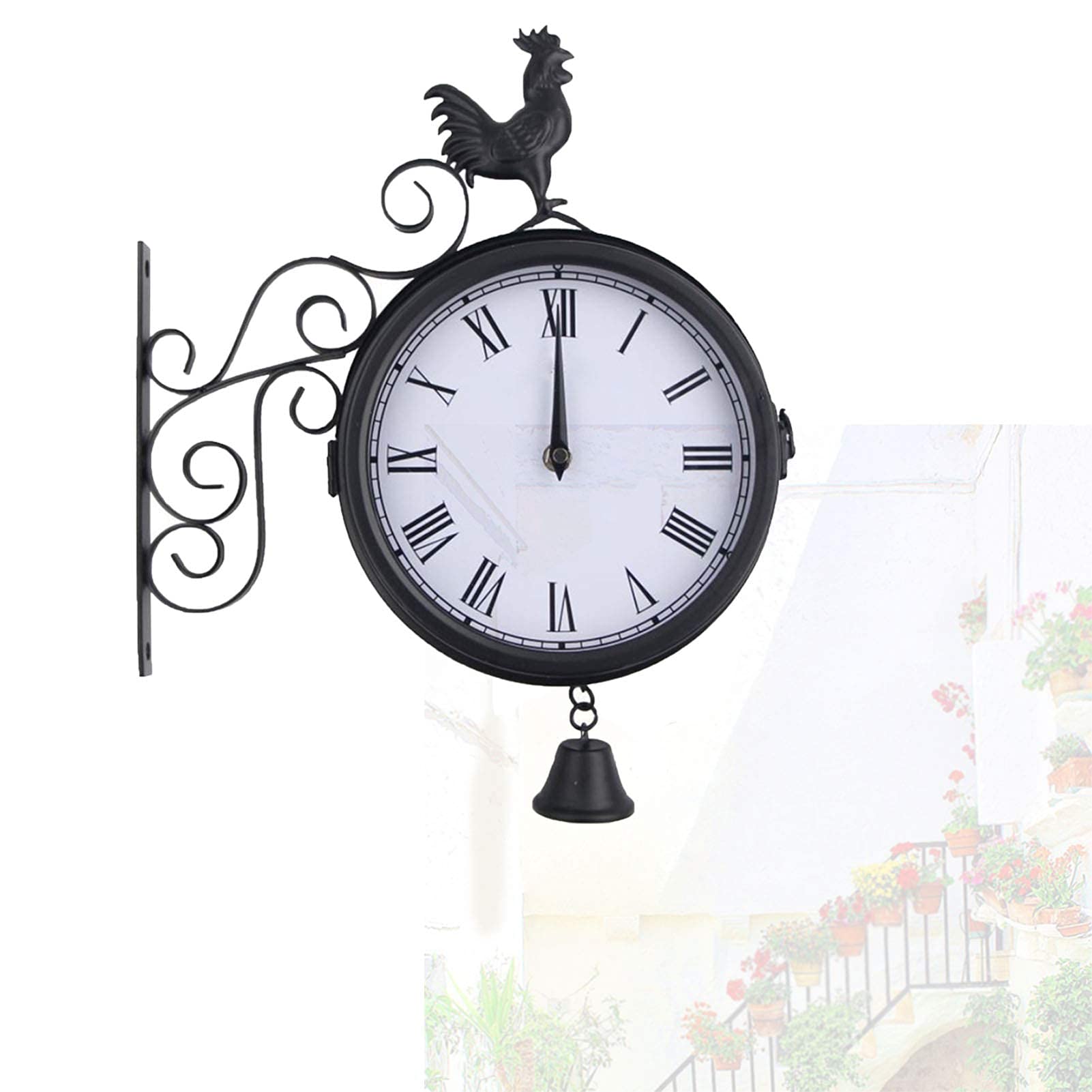 Horloge murale double face extérieure pour une décoration de salon rétro