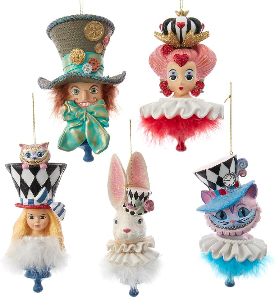 Holly Hats™ Alice in Wonderland Hat Ornaments 6 Inches Each 5 Assorted