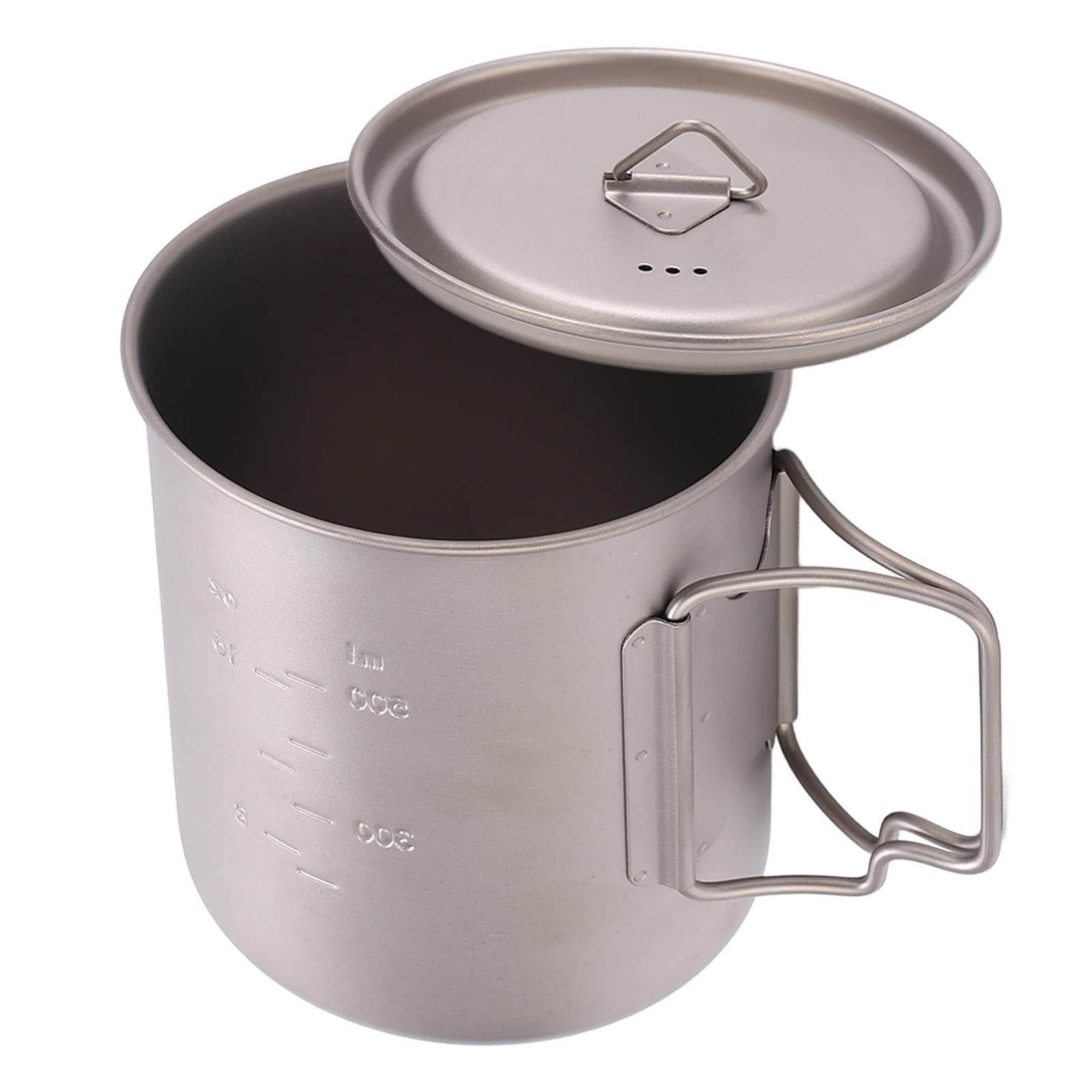Tazze in titanio AJUNJIIL, per campeggio all'aperto, manici pieghevoli, design portatile, leggere e resistenti, capacità 750 ml, ideali per escursionismo, trekking e viaggi