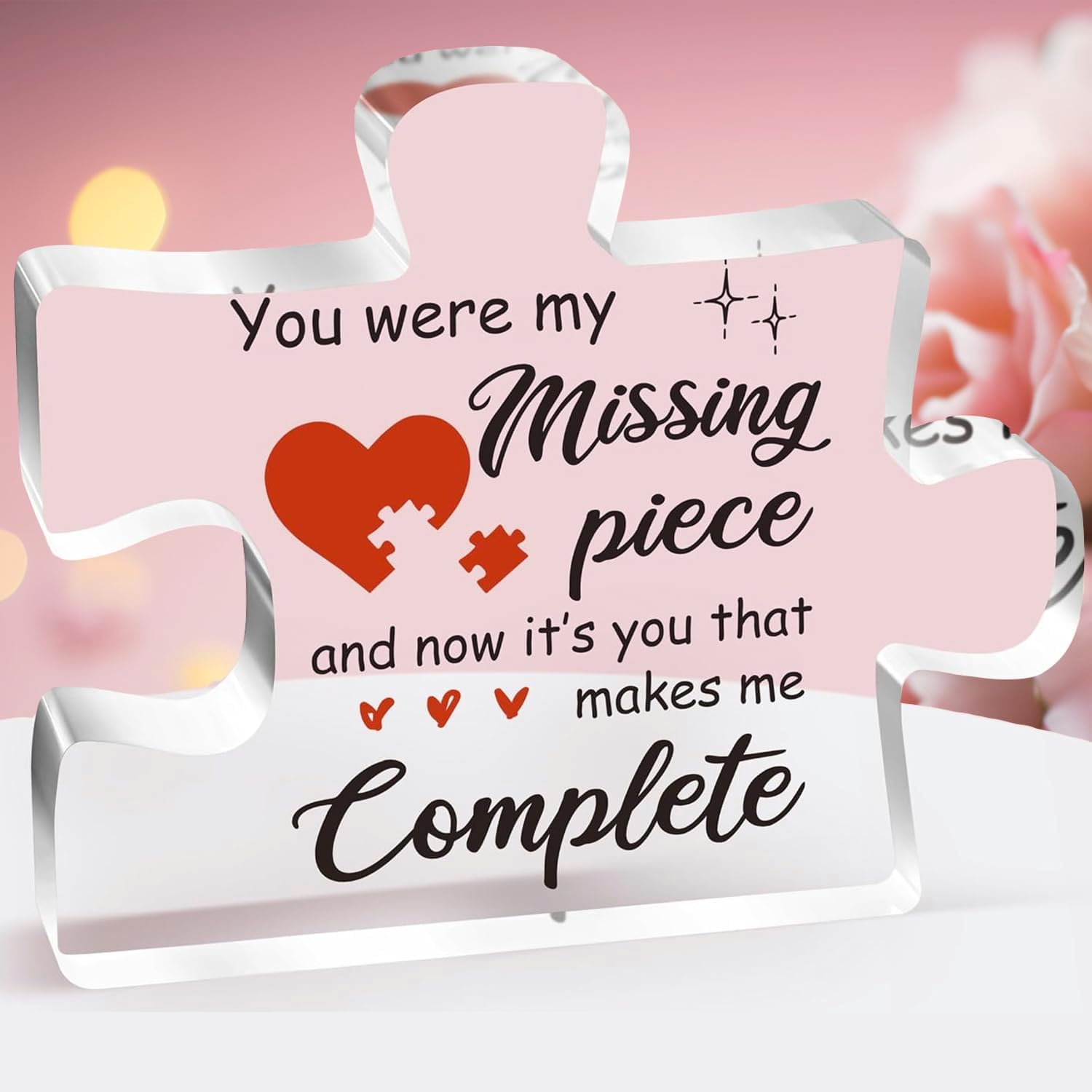 Gifts for Her, Him, Birthday Gifts for Girlfriend, Boyfriend - Puzzle Acrylic Plaque 3.9 x 3.3”, Wedding Anniversary Christmas Valentines Day Gifts for Wife Husband Couple, I Love You Gifts