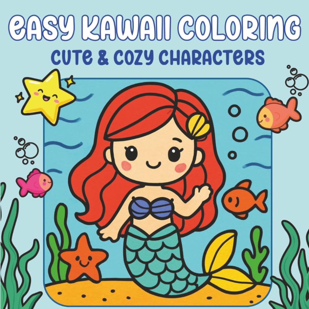 Easy Kawaii Coloring: Cute and Cozy Bold and Easy Coloring Pages with Adorable Kawaii Characters for Relaxation and Creative Fun | Single-Sided | 50 ... inches | Screen Free Activities for Kids