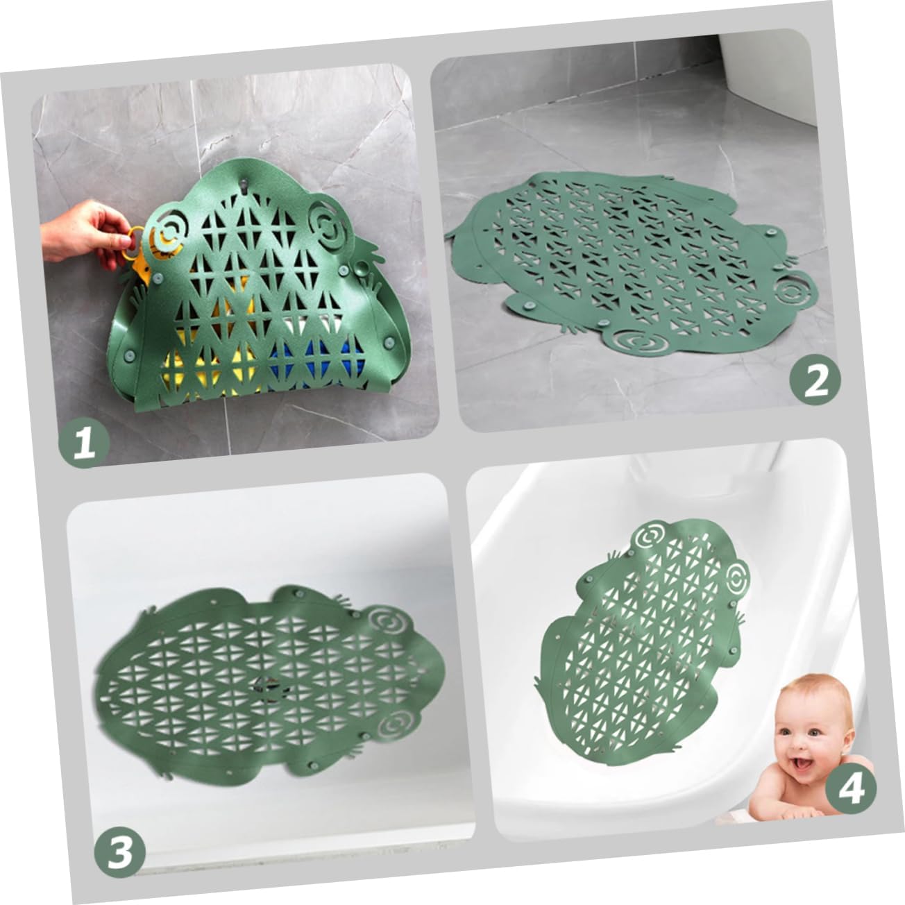 Bathroom Decor Anti-Slip Bath Mat Bathtub Liner Storage Basket Ideal for Baby Bathing