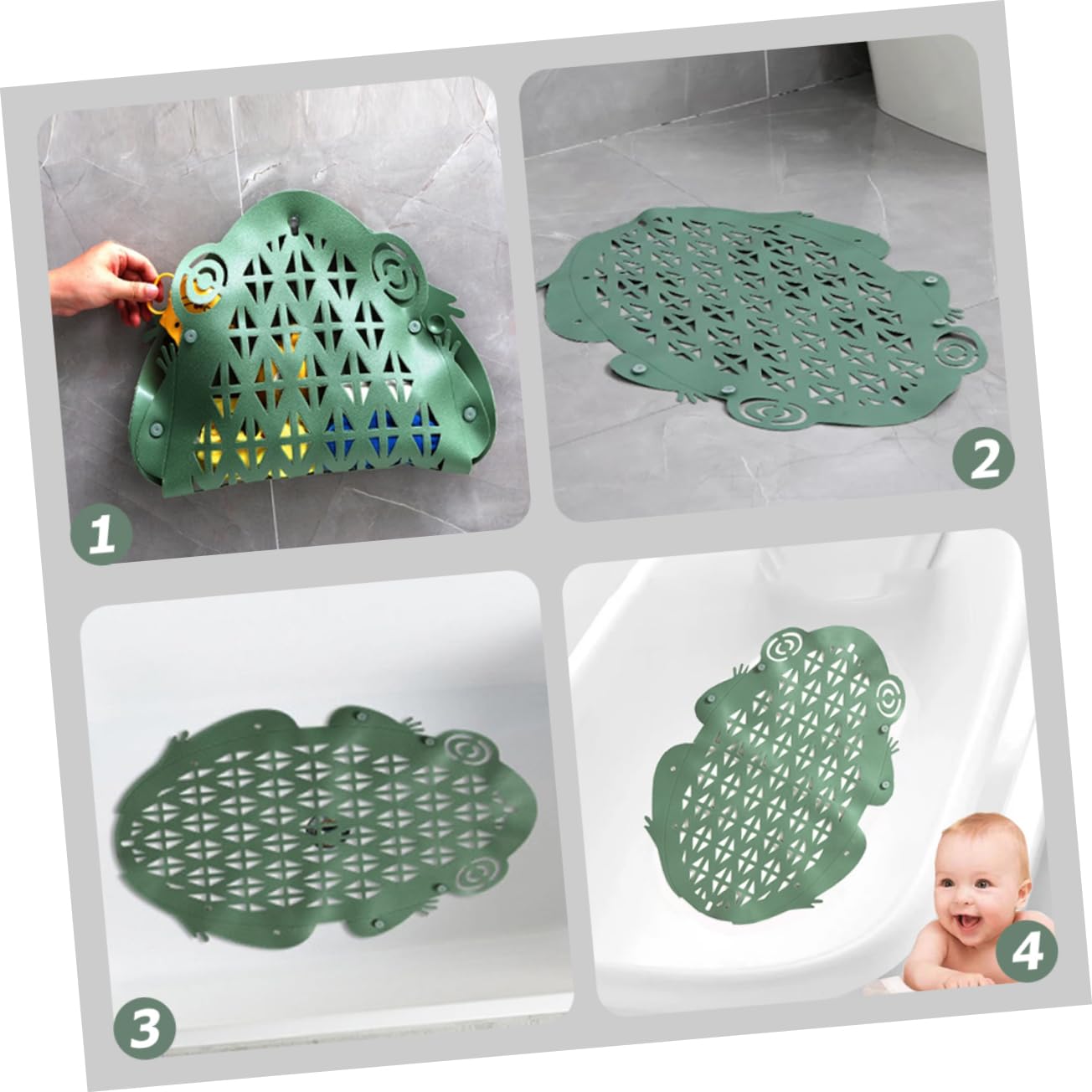 COSMEVIVI Bathroom Decor Anti-Slip Bath Mat Bathtub Liner Storage Basket Ideal for Baby Bathing