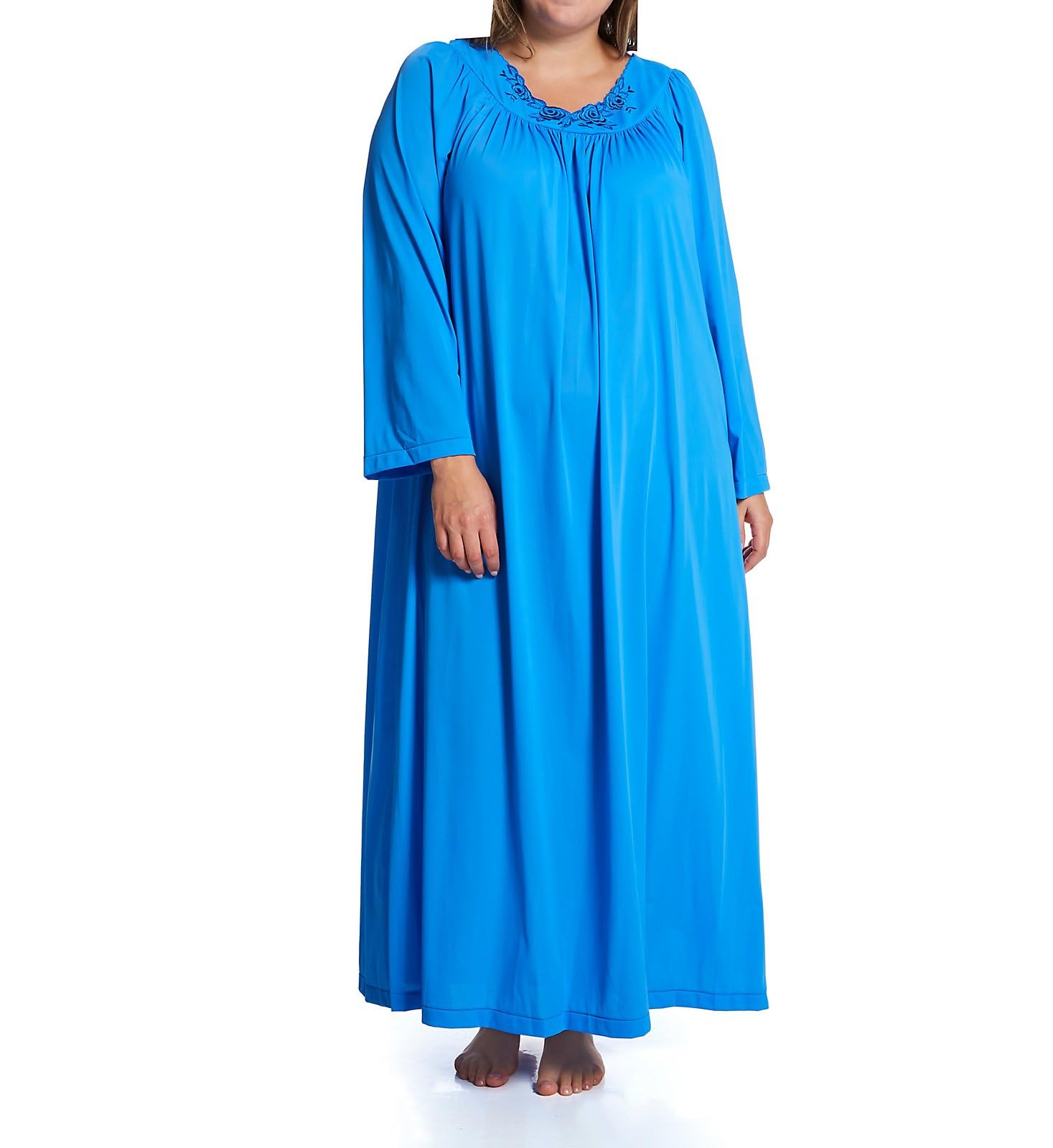 Shadowline Plus Size Women's Petals 53 Inch Sleeve Long Gown