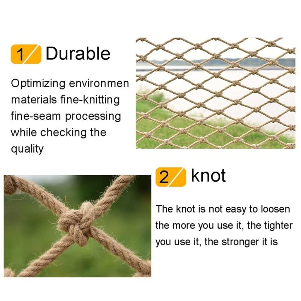 Langlebiges Hanfnetz – Juteseil, Gartenzaunnetz für Outdoor-Dekoration, Vogelschutz und Klettersport für Kinder (6 mm dick, 2 x 4 m)