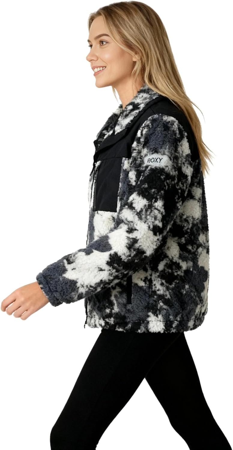 Roxy Women's Zip-up Bonded Sherpa Jacket – Oversized Fit, Pfas-free, Adjustable Hem