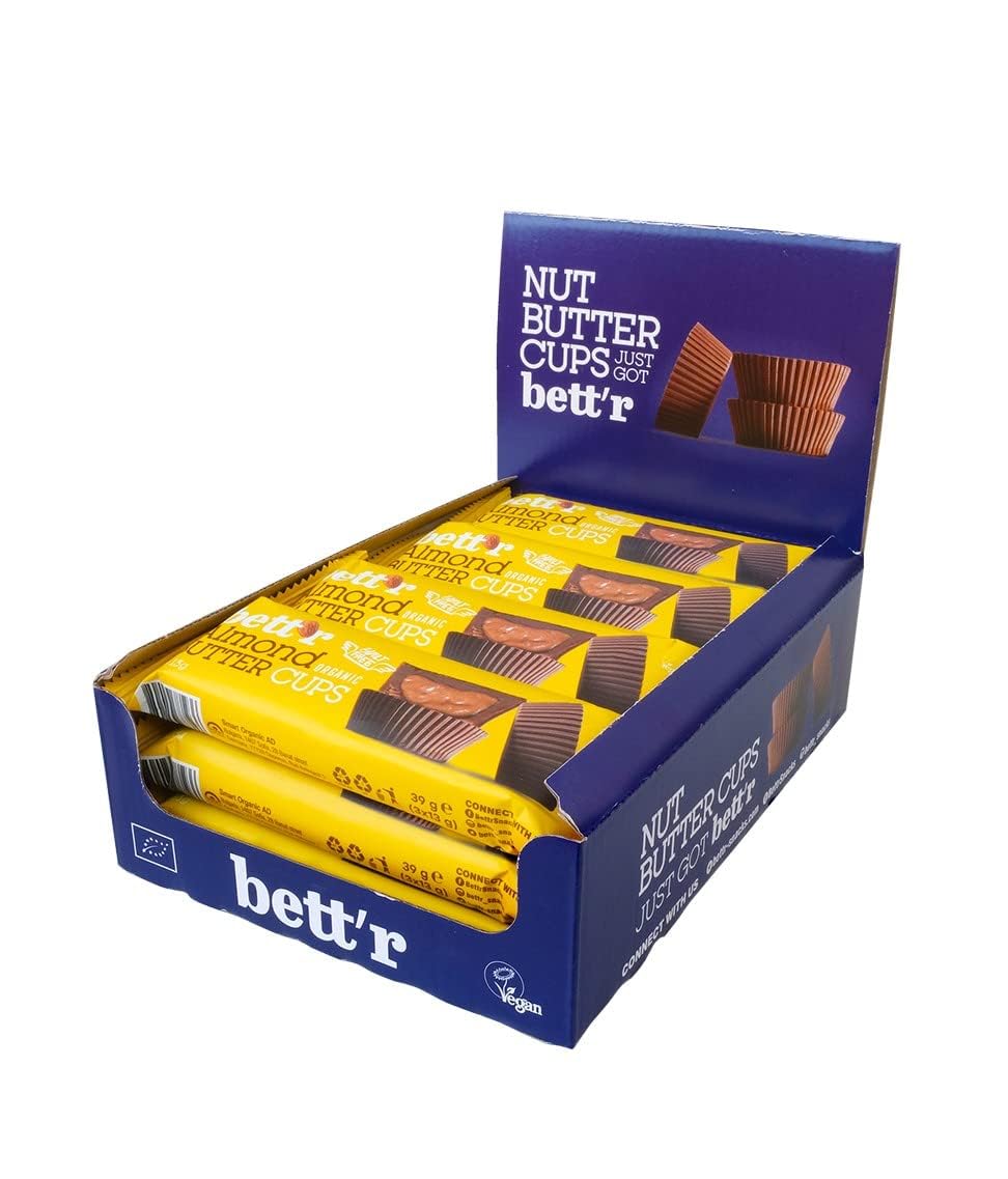 Bett'r GUILT FREE Bio Mandel Butter Cups. 100% Vegan, Glutenfrei und Laktosefrei - 12 x 39 g