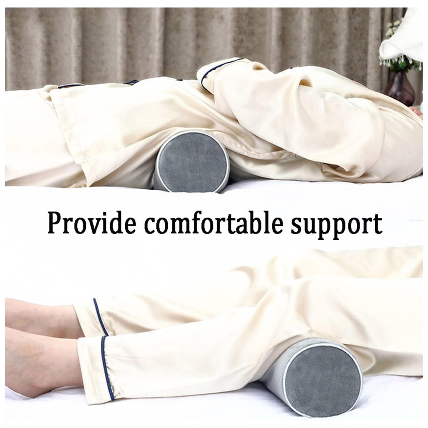 Cuscino rotondo cilindrico per letto, cuscino per bracciolo del divano, cuscino cilindrico per divano e letto, per supporto collo/lombare (15 x 180 cm, blu navy)