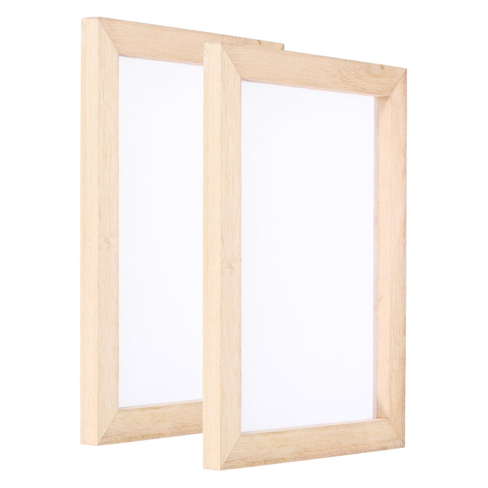 PATIKIL A5 Sizes Wooden Paper Making Screen, 2Pcs 8.3 x 5.9 Inch Single Paper Making Mould and Deckle Papermaking Supplies Frame for Paper Making DIY Crafts, Wood Color
