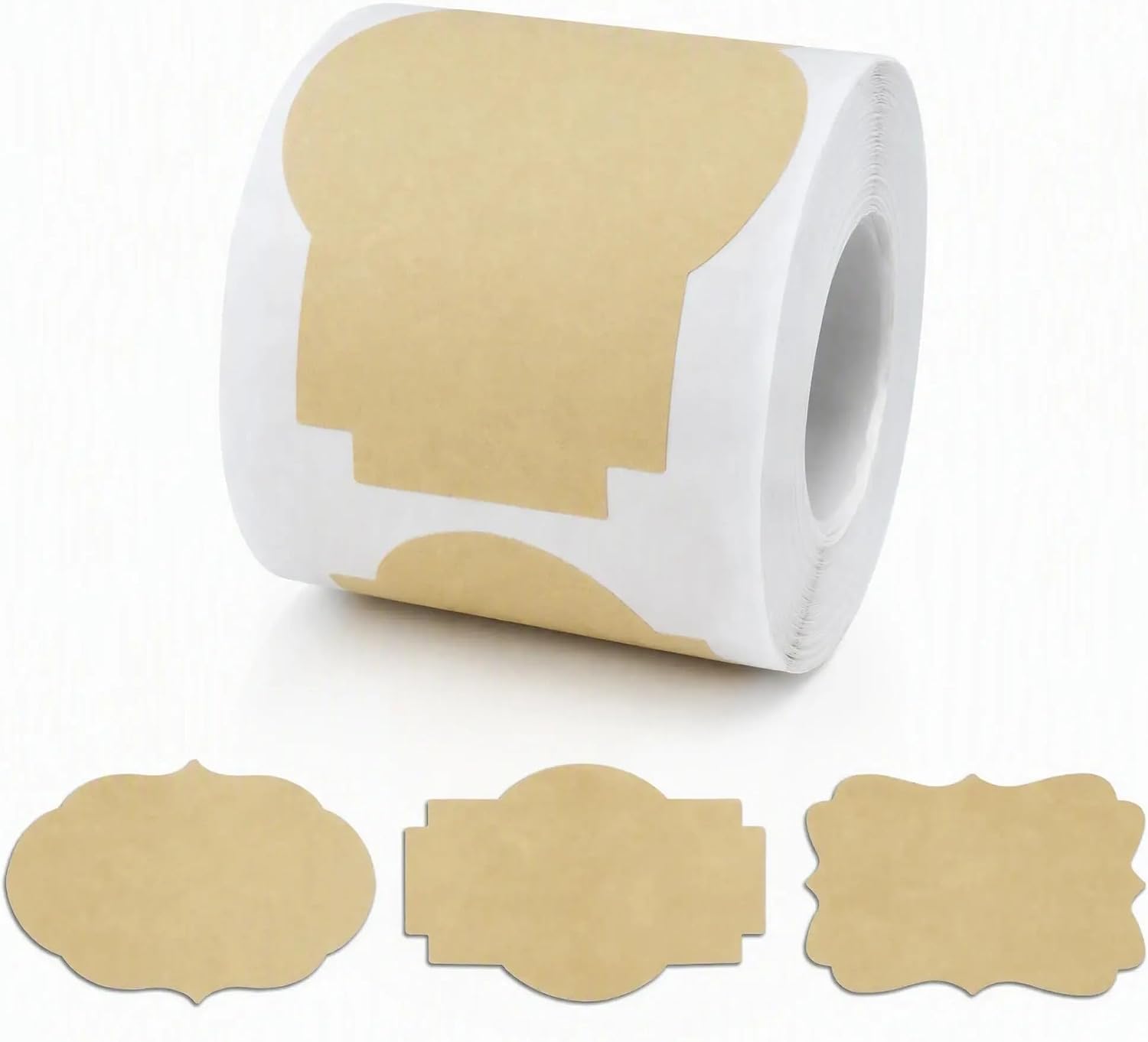 200 Pcs Kraft Labels Stickers, 2x3 Inch, 3 Decorative Designs, Writable for Gift Wrapping, Pantry Storage, Jars & Wedding Decor