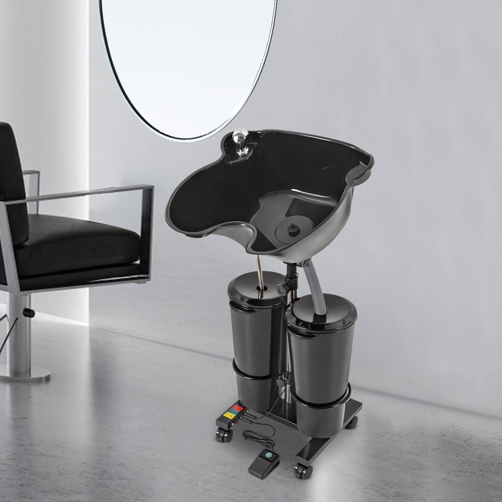 Mobiles Waschbecken Friseur Tragbares Salonbecken Tiefes Shampoo Mobil Kopfwaschbecken RüCkwäRtswaschbecken mobiles Friseurwaschbecken höhenverstellbar für Zuhause Salon Friseursalon