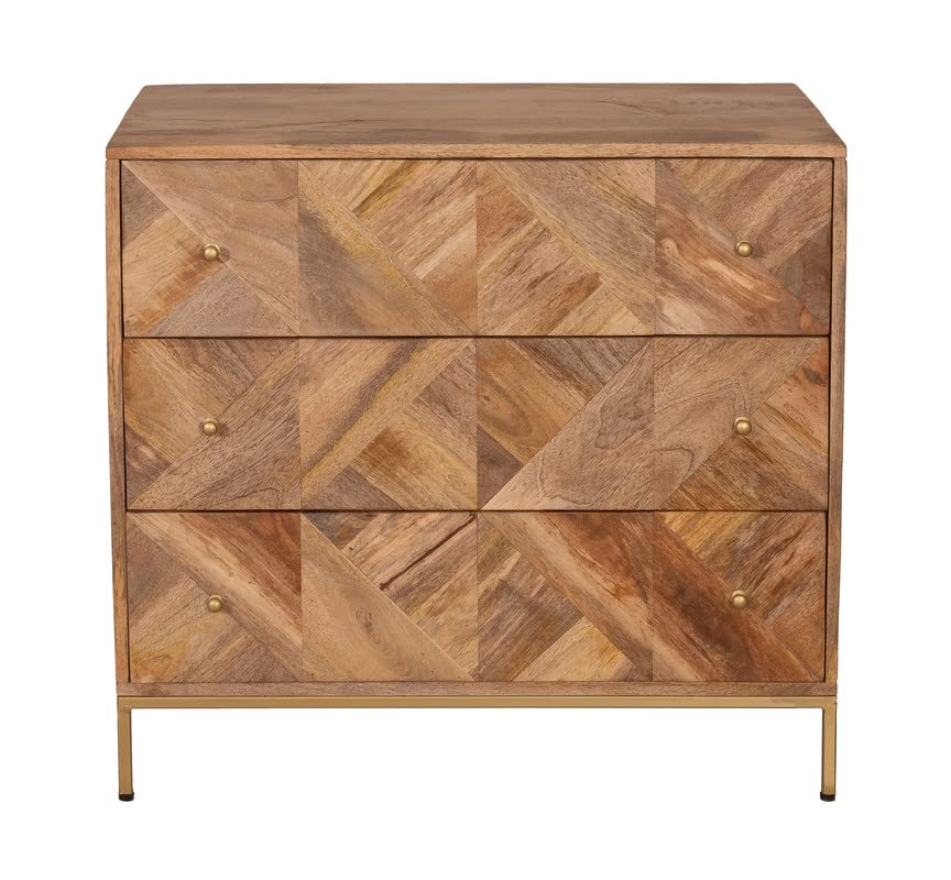 Image of Solid Wood Riviera Chest of Drawers | Chest of Drawers for Storage | 3 Drawers Chest | Mango Wood, Natural Finish