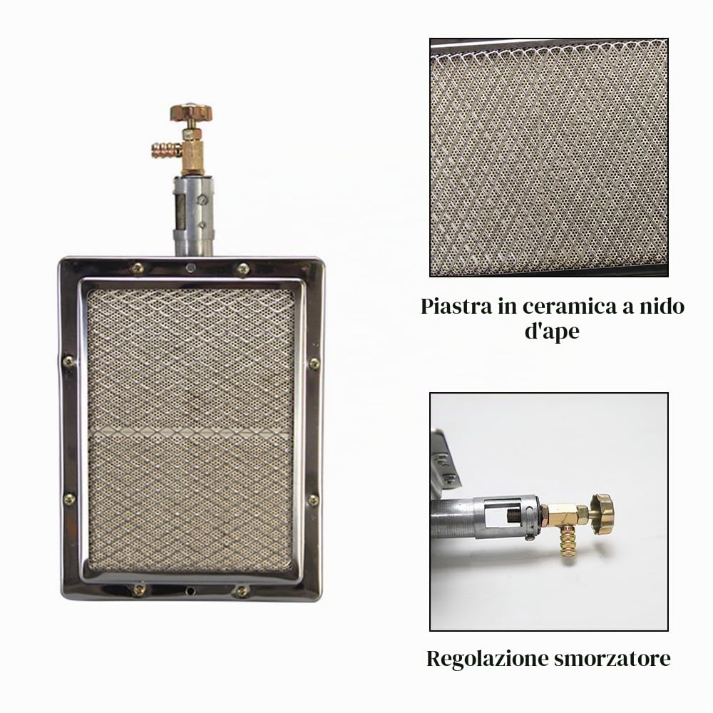 TopHomer Bruciatore per barbecue e stufa, 22 x 17 cm, a raggi infrarossi, in ceramica, parte di ricambio