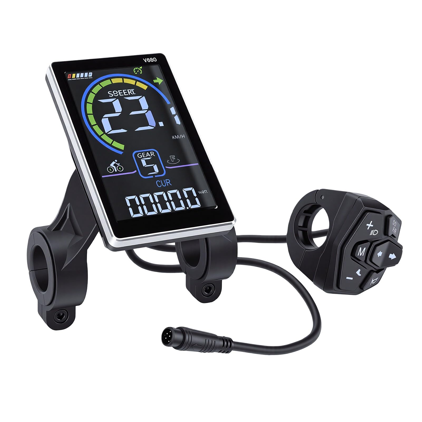 RiToEasysports Pannello di Controllo per Bici Elettrica Display LCD in PVC ABS Misuratore Connettore a 6 Pin IPX4 Schermo Multifunzione con UART 9600 per Ciclisti di Scooter Elettrici Pendolarismo