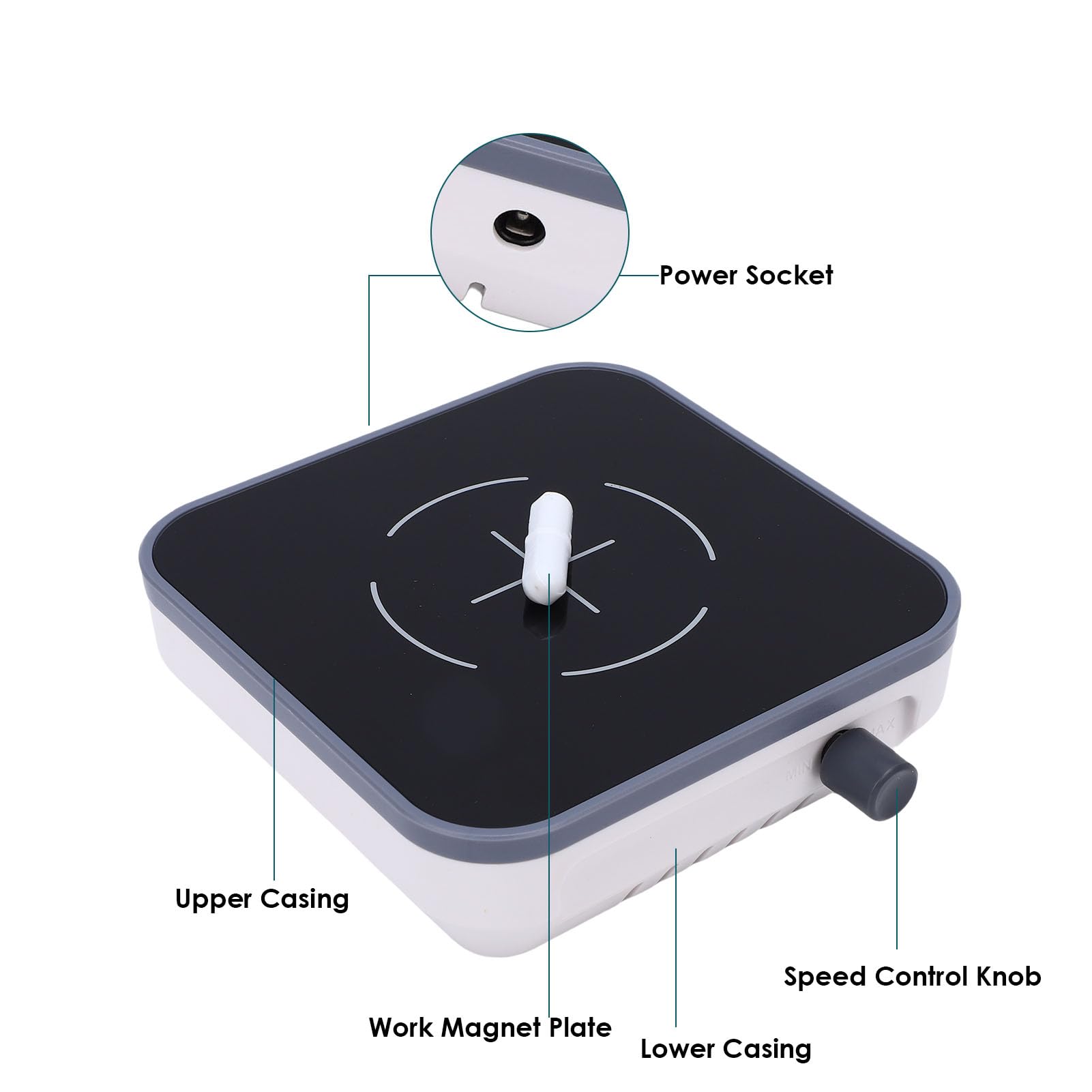 Agitatore Magnetico, velocità Regolabile da 300 a 1500 Giri/min, capacità 2L, Adatto per Piastre di Vetro temperato da Laboratorio