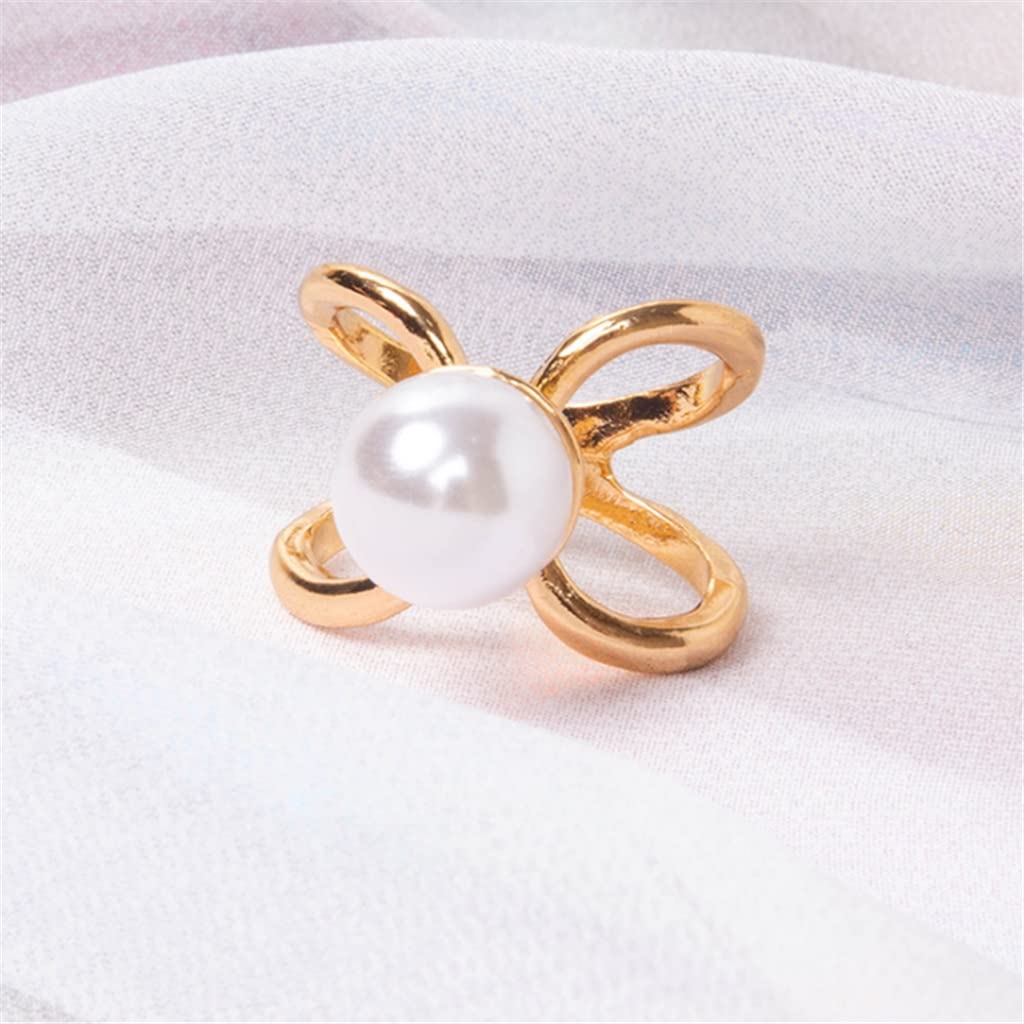 DREI Ring Schnalle Mode Imitation Perle Broschen Kristall Schal Taste Gebogene Kreuz Broschen Frauen Schal Schals Clip