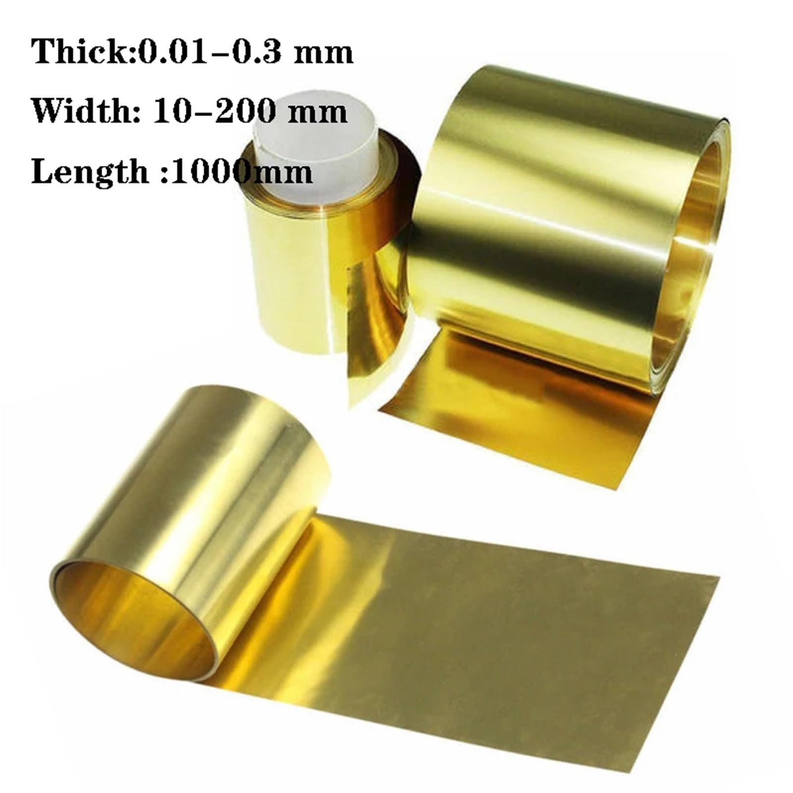 Cienka taśma z mosiądzu Rolka z blachy mosiężnej o grubości 0,01–0,3 mm i szerokości 10–200 Wiele rozmiarów(0.3x200x1000mm)