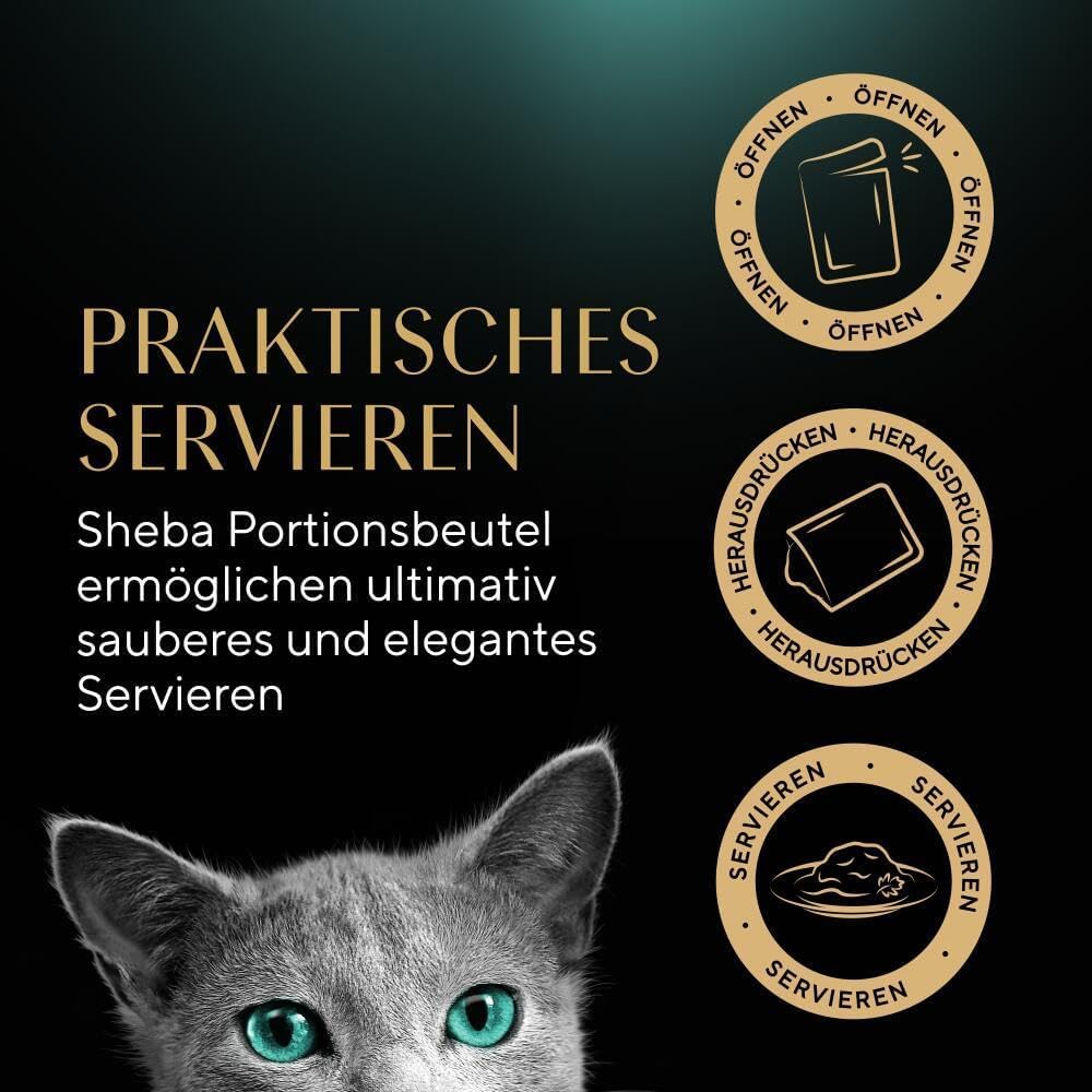 Sheba Salsa Collection Bustine fresche Cibo umido Selezione di pesce per gatto adulto 4 varietà 40x85g