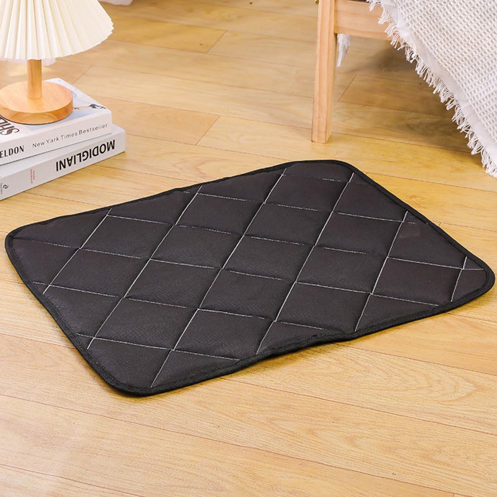 Chickwin Reusable Puppy Pads, Square Absorbent Puppy Training Pads Solid Color Washable Dog Training Pads, Non-Slip Large Pee Pads Dogs for Travel, Car, Home, Playpen (90x70cm(2Pack),Black)