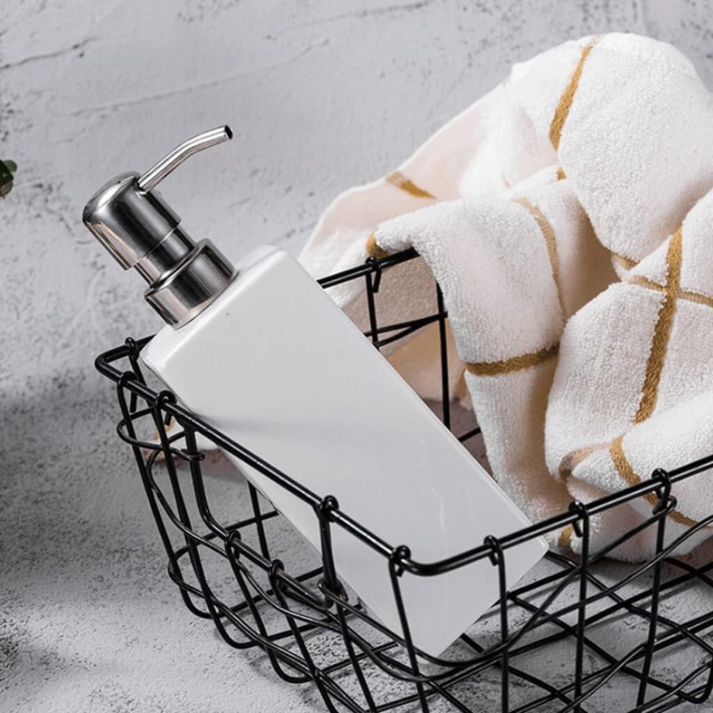 Ceramiczny dozownik do mydła w płynie 400 ml / 13,5 uncji - stylowa pompa ręczna do łazienki z uchwytem ze stali nierdzewnej Top nadaje się do dekoracji wnętrz, idealna do kuchni i prania