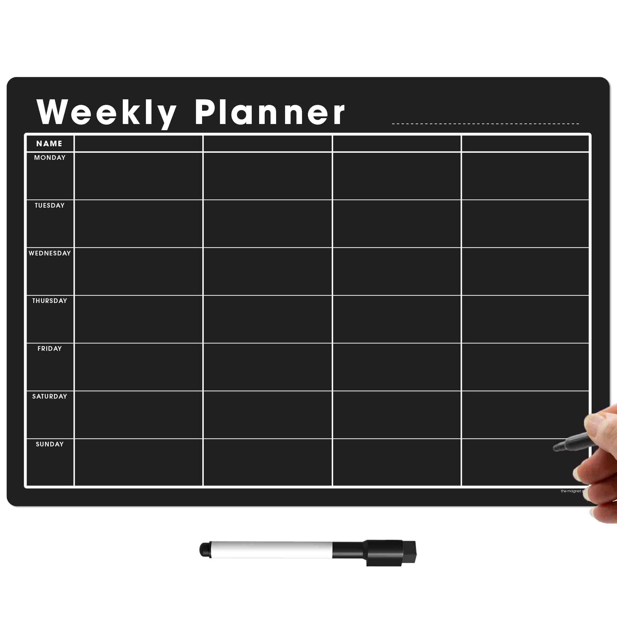 TMS Magnetic Weekly Planner for Fridge | Made in the UK | Whiteboard, Memo Board, Calendar or Organiser for Work or Family Planning (Blackboard, A3 (42 x 30cm))