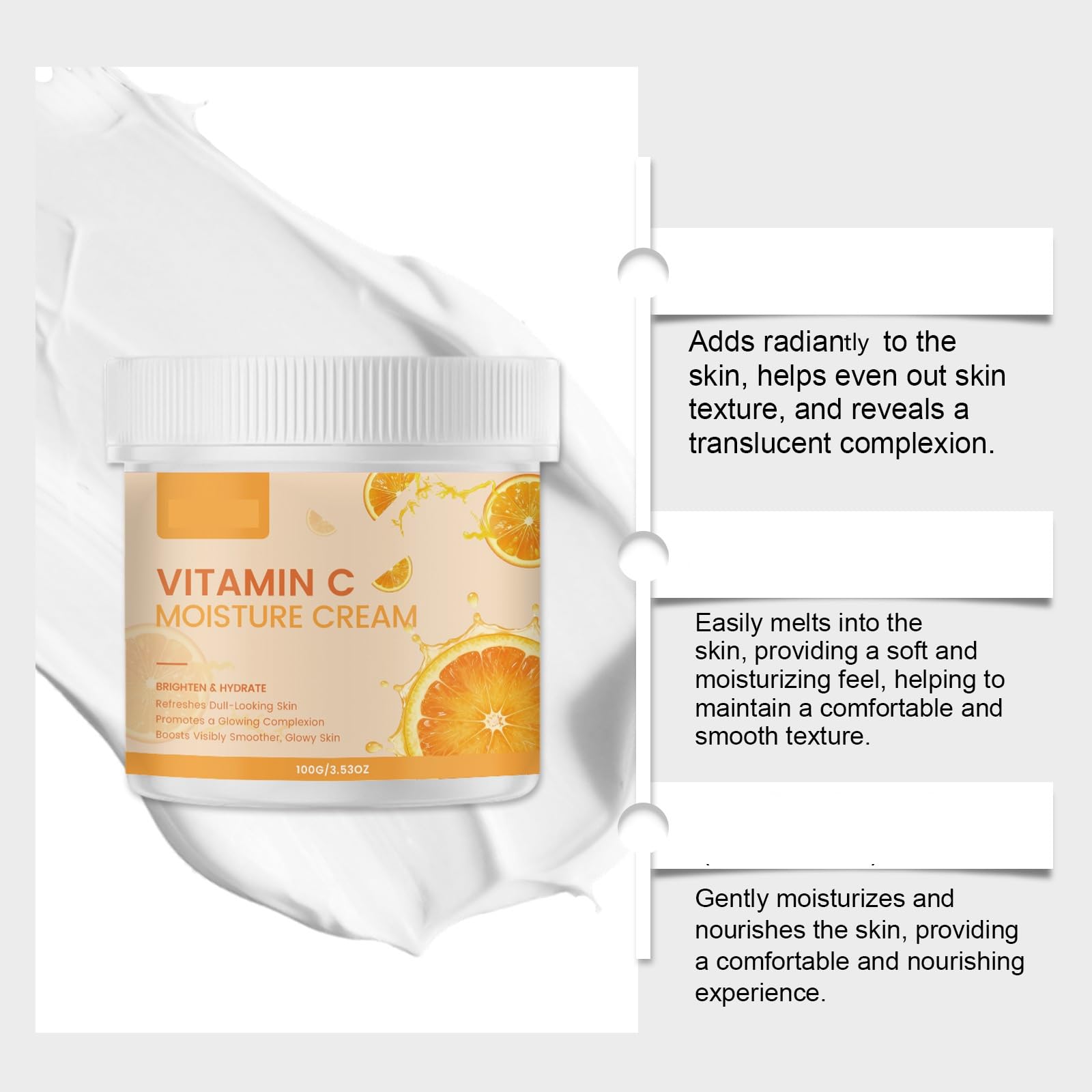 Crema idratante schiarente con vitamina C, viso idratato con acido ialuronico, trattamento anti-invecchiamento e antirughe, ripolpa e illumina la carnagione, attenua la carnagione opaca e unifica la