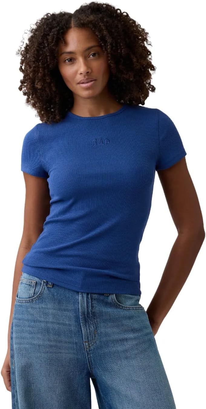 GAP Women's Short Sleeve Modern Rib Logo Tee