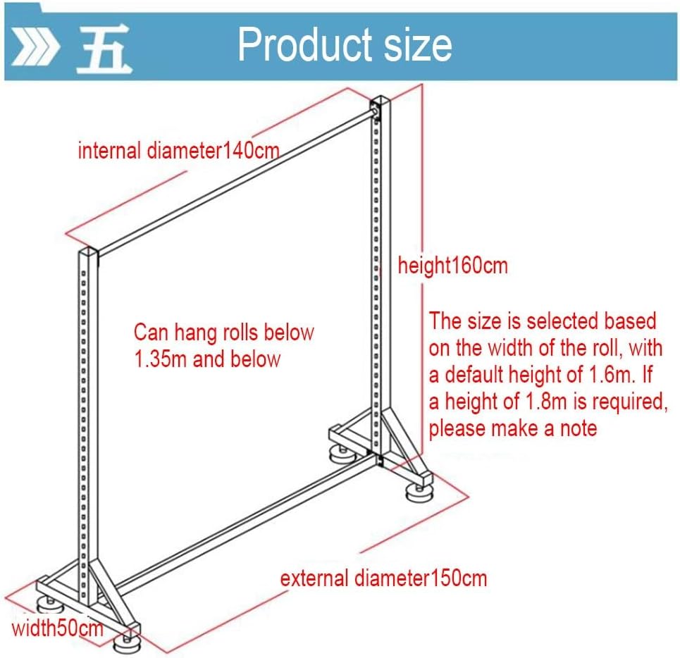 Wrapping Paper Rack, Heavy Duty Metal Organizers Shelf Display Rack Stand Wheels for Silk Scarf/Pants/Cloth Fabric/Wrapping Paper,Black-140x50x160cm
