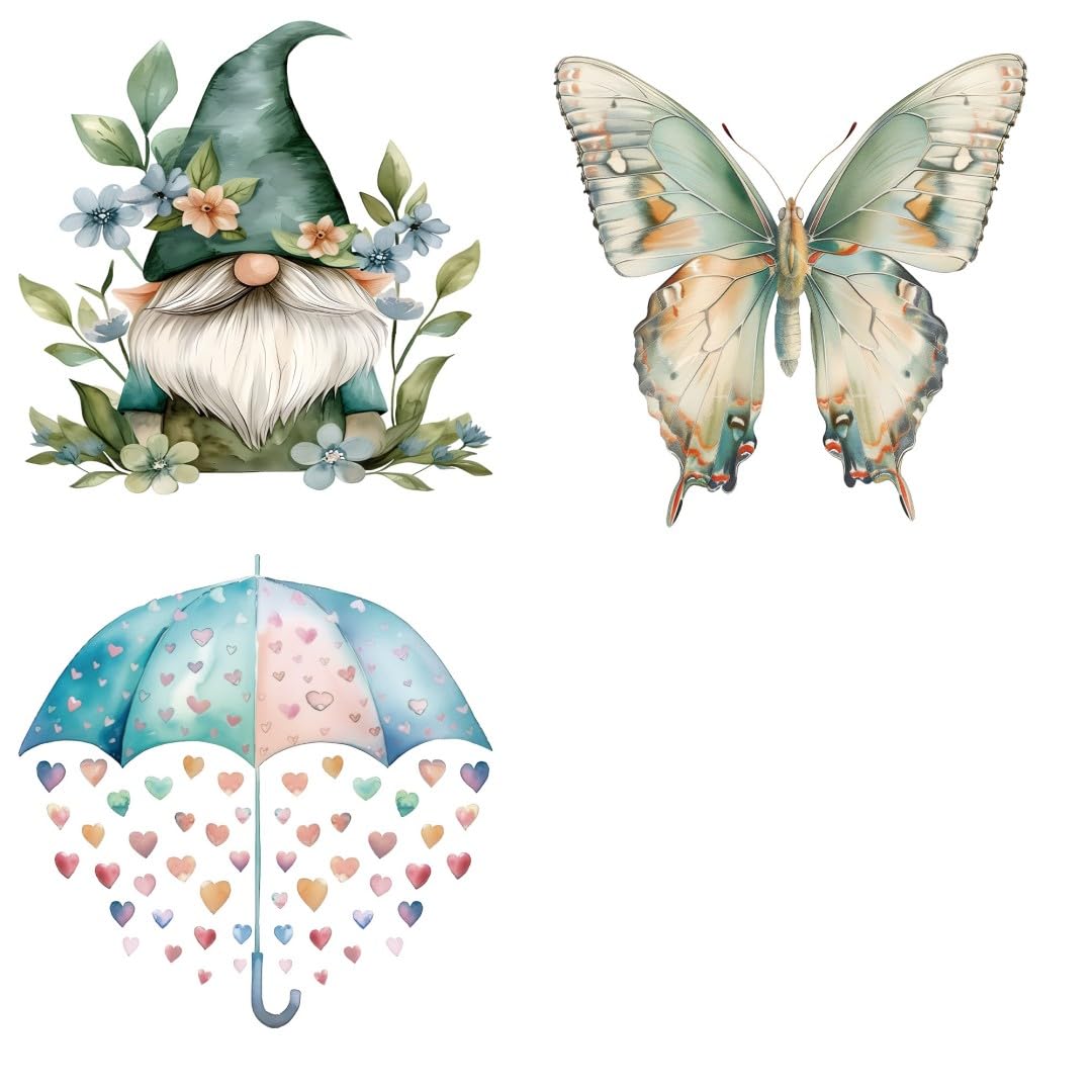 Happy Spring Watercolor Iron On Transfers - Heat Transfer Vinyl Iron On Decals Patches Design - Iron On Stickers T-Shirts Clothing Hats Pillows Backpacks for Women Crafts (P3)