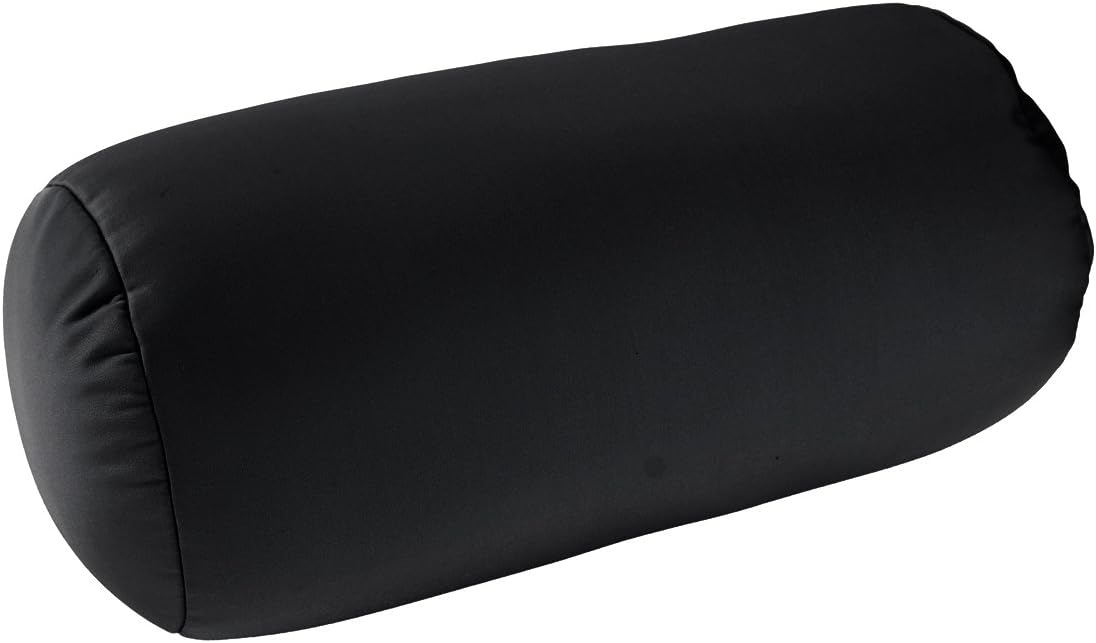 Squishy Deluxe Tube Microbead Bolster Pillow with Stay-Cool Fill & Silky Removable Cover, Flexible, Head, Neck & Back Support for Home & Away, Carrying Case, 13 x 6”, Black