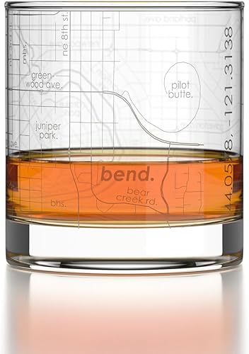 Vista 154 de Well Told Vaso grabado de Washington DC Map Rocks, vidrio de whisky antiguo (11 onzas, transparente), regalo para los amantes del whisky 147-Claro