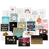 Unomor Happy Birthday Cards with Gold Embellishments Design and 26 Envelopes 24 Birthday Greeting Ca