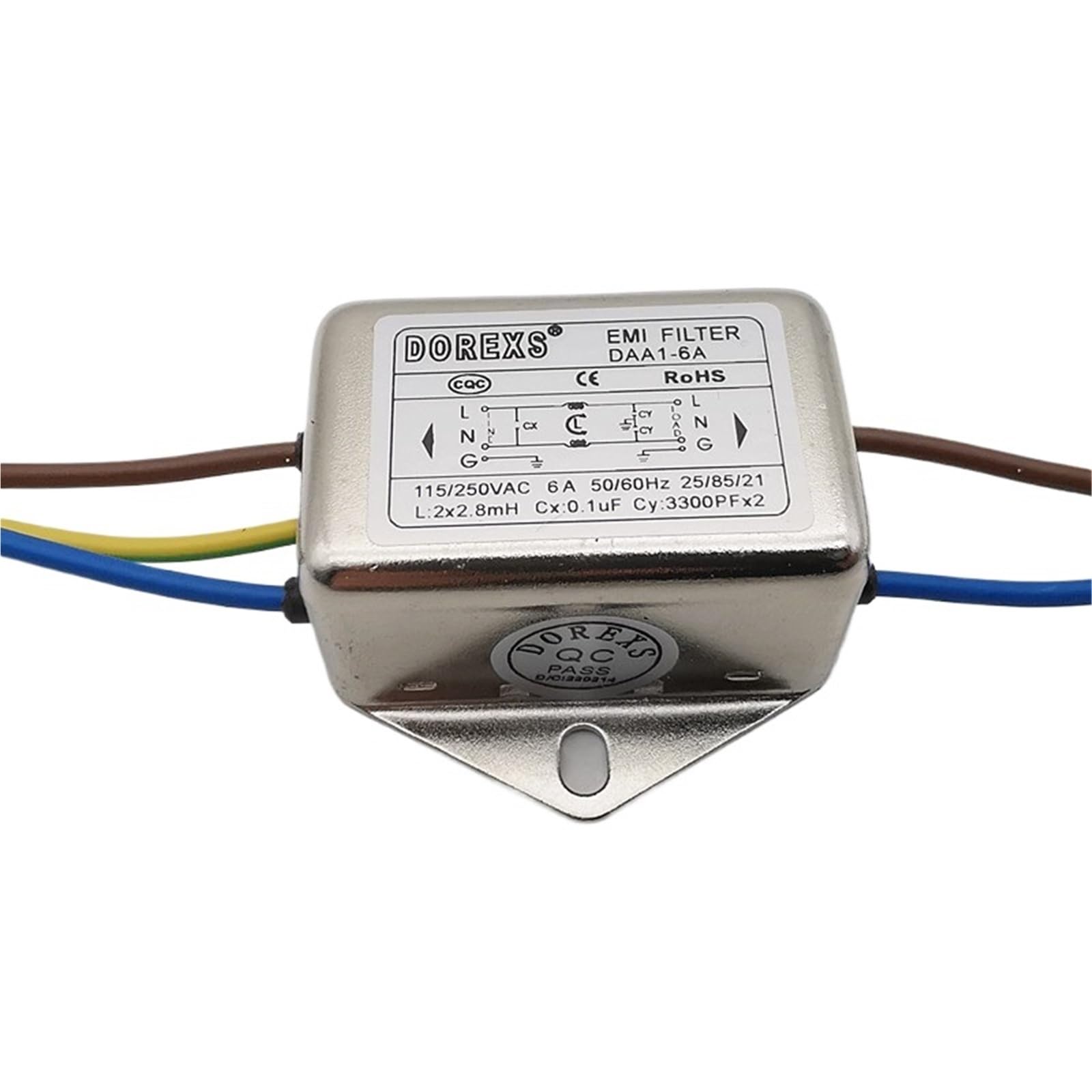 Filtro EMI 220V 6A potente que elimina el ruido electromagnético en redes monofásicas