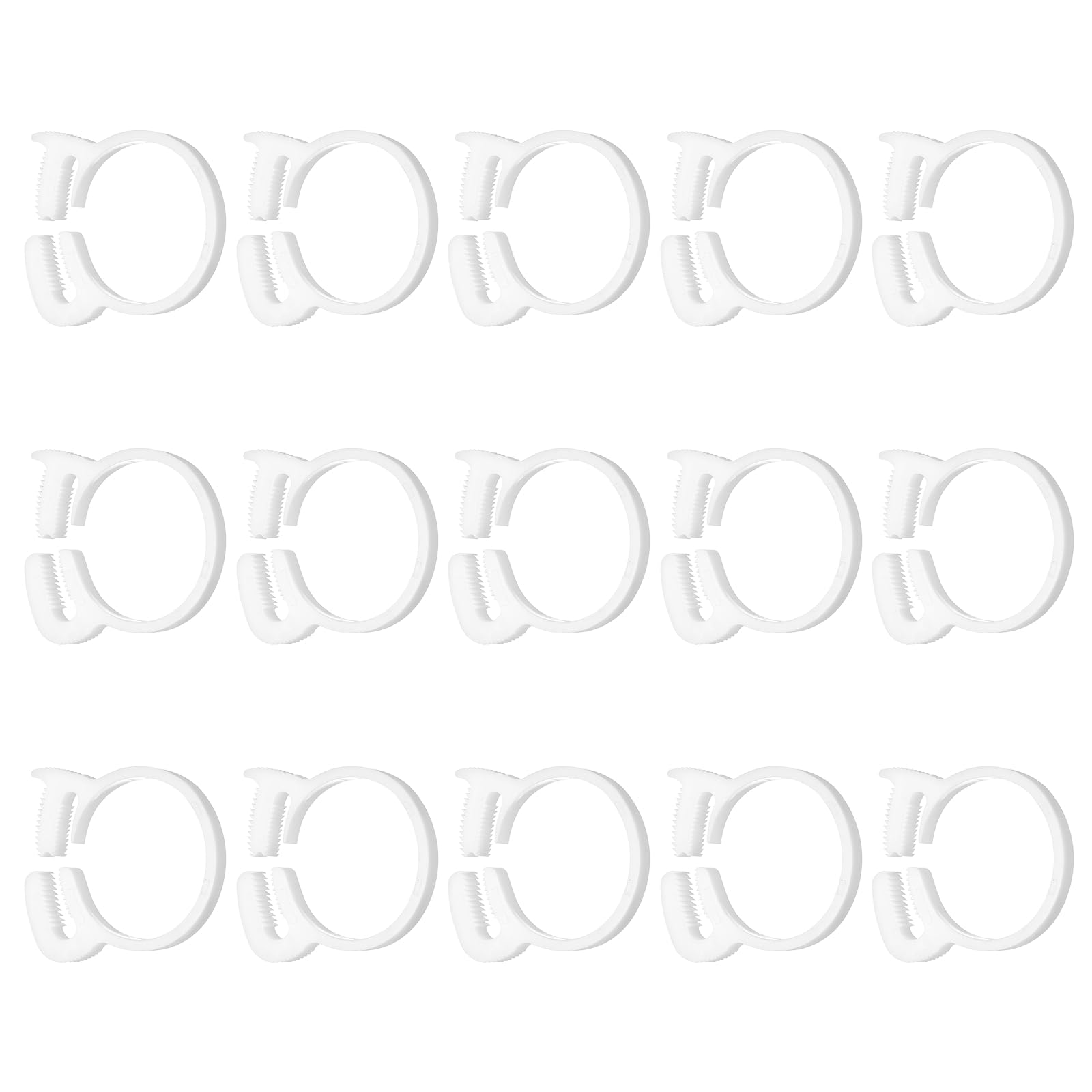 sourcing map 15pcs Double Snap Grip 33.5-39mm Heavy Duty Plastic Hose Clamps Ratcheting Adjustable Clamps Kit for Plumbing Automotive Fuel Line, White — image 1