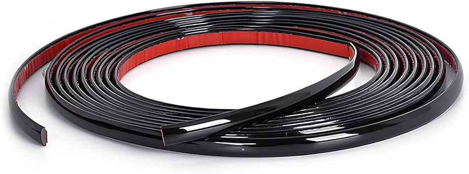 Car Interior Chrome Trim Strip, 16.5ft/5M for Cars, Side Body Automotive Molding, Scratch-Proof for Car, Truck, RV, Door Window 8mm, Black
