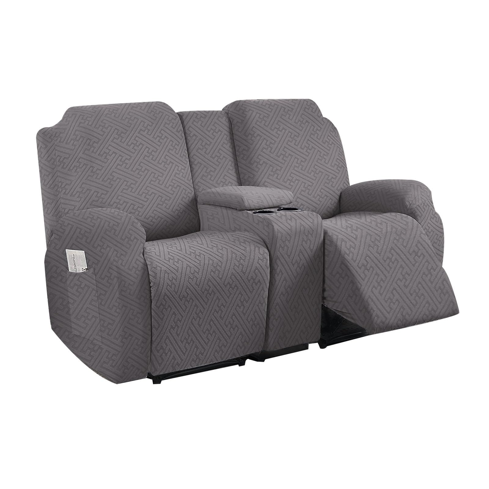 Recliner Loveseat Cover with Center Console Slipcover Stretchy All-Inclusive Cover Four Seasons Universal Anti-Cat Scratching Recliner Cover for 2 Seater