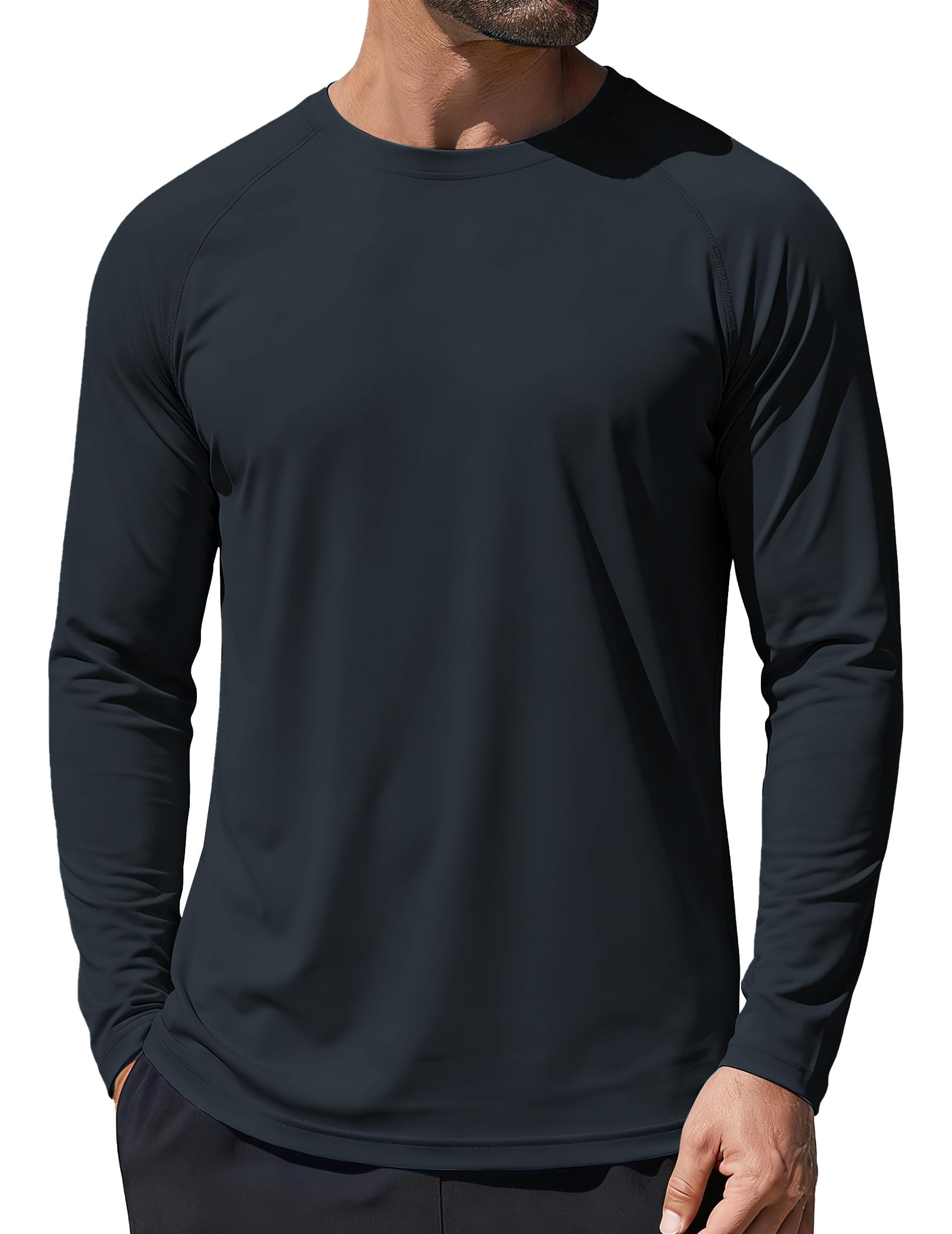 NEYOUQE Herren UV Schutz Langarmshirt UPF 50+ Sonnenschutz Funktionsshirt Atmungsaktiv Schnell Trocknend Rash Guard für Outdoor Sport
